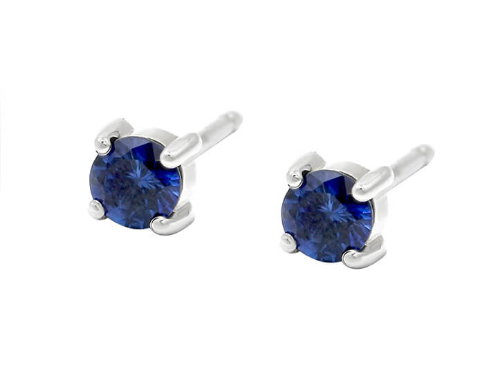 Classic White Gold and Blue Sapphire Stud Earrings