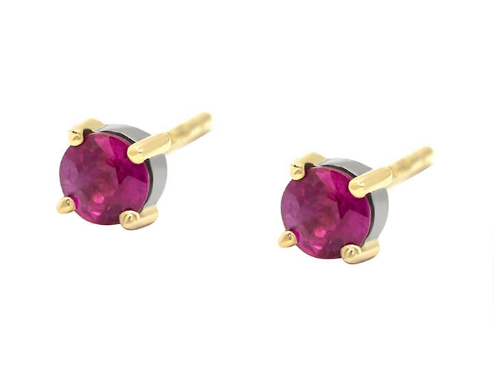 Ruby Stud Earrings in Mixed Gold Colours