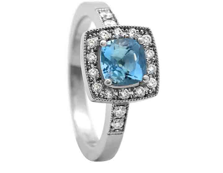 Claire's Aquamarine Engagement Ring With Diamonds