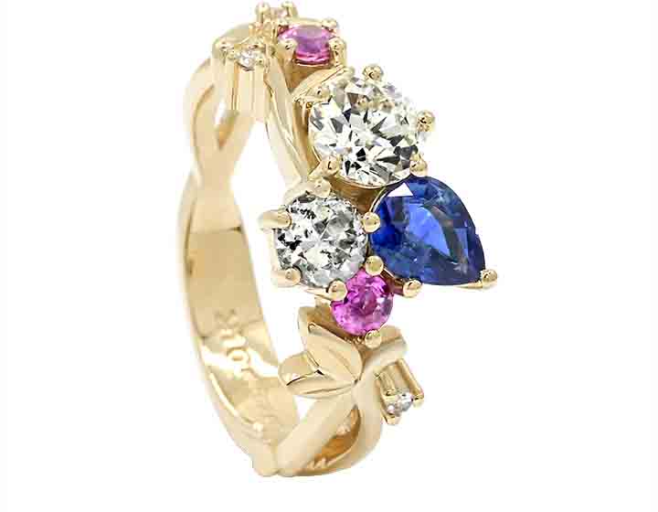 Sophie's Floral Ring With Colourful Sapphires