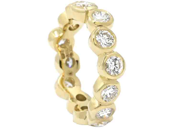 Gabrielle's Yellow Gold Diamond Pebble Finish Full Eternity Ring