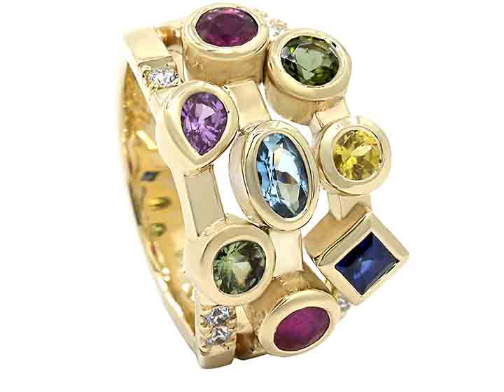 Adeline's Family Birthstone Multistrand Dress Ring