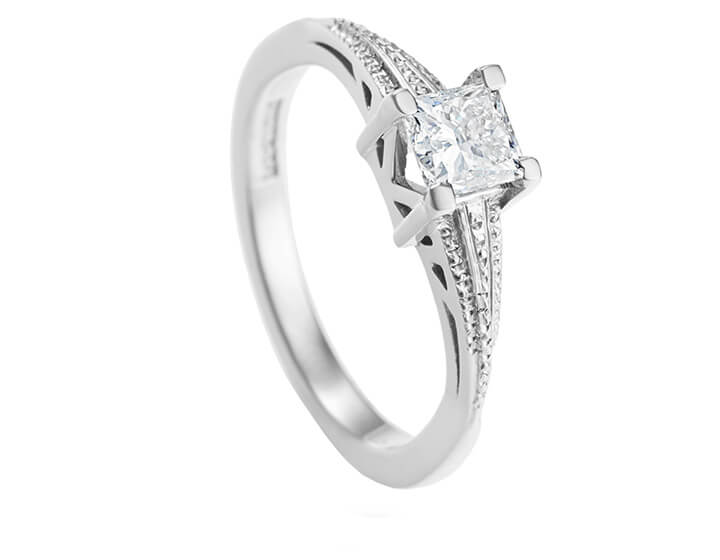 Art Deco Inspired Engagement Ring with Princess Cut Diamond