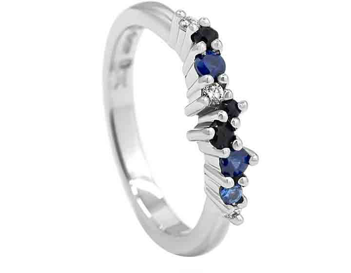 Anniversary Diamond and Blue Sapphire Scatter Eternity Ring