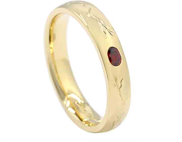 Andrew's Fairtrade 18ct Yellow Gold and Red Garnet Engagement Ring