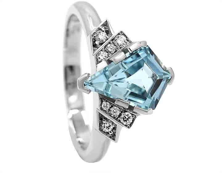 Helen's Inspiring Kite Shape Aquamarine Engagement Ring