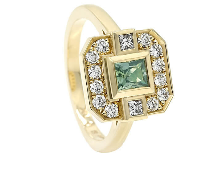 Showstopping Pale Green Sapphire Art Deco Design