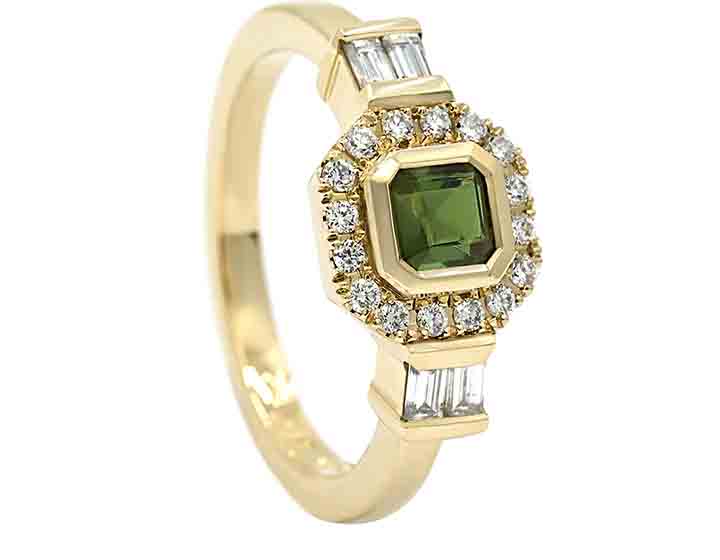 Tourmaline and Fairtrade Gold Art Deco Design for Emily