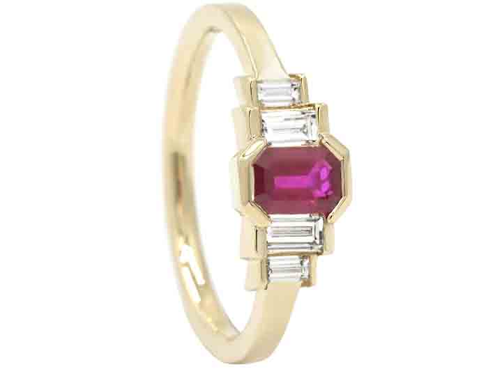 Ruby and Diamond Art Deco Style Ring