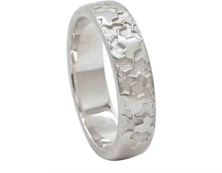 David's Einstein Tiling Pattern Wedding Ring