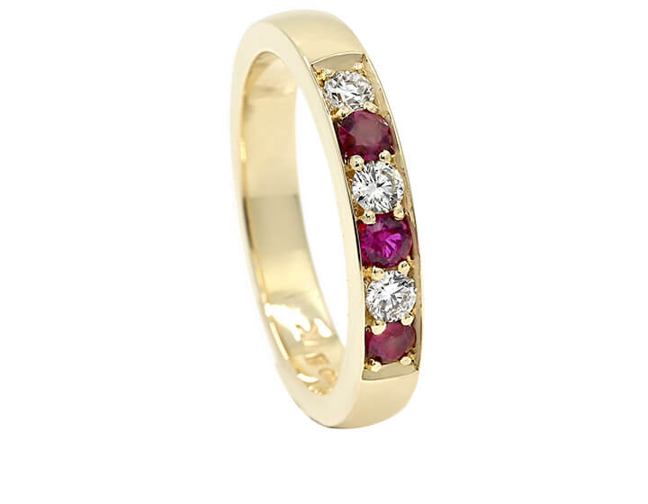 Handmade Vibrant Ruby and Diamond Eternity Ring