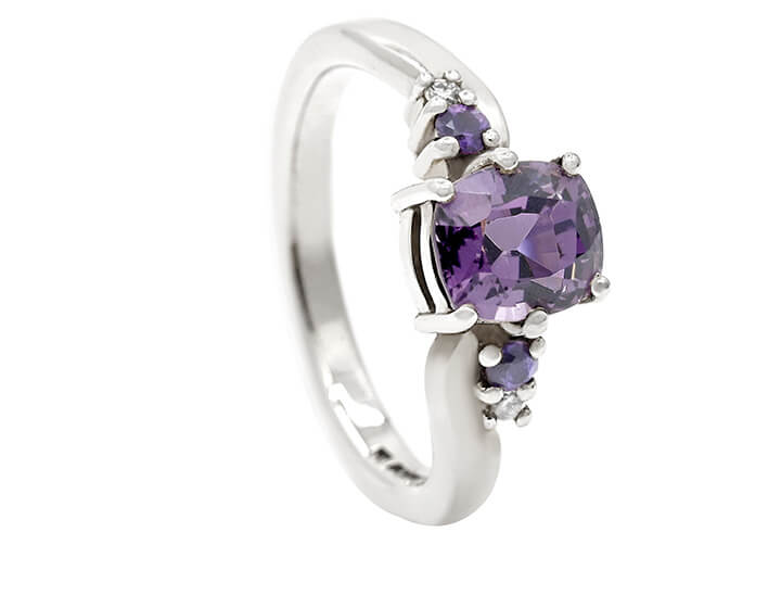 Bold Purple Spinel and Sapphire Engagement Ring