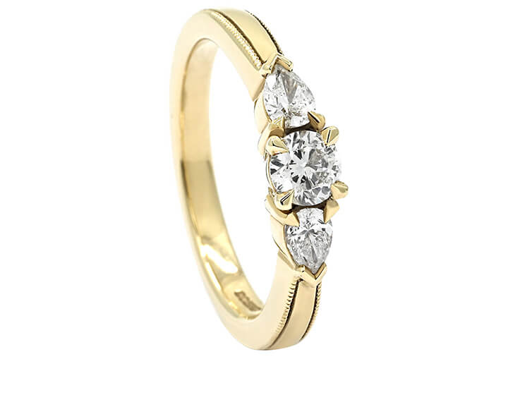 Diamond Trilogy Ring with Recycled Gold