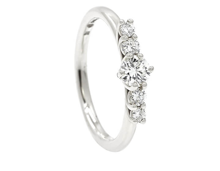 Glittering Five Diamond Engagement Ring