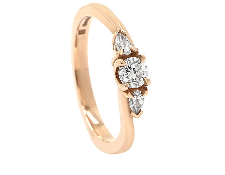 Fairtrade 9ct Rose Gold Mixed Cut Diamond Trilogy