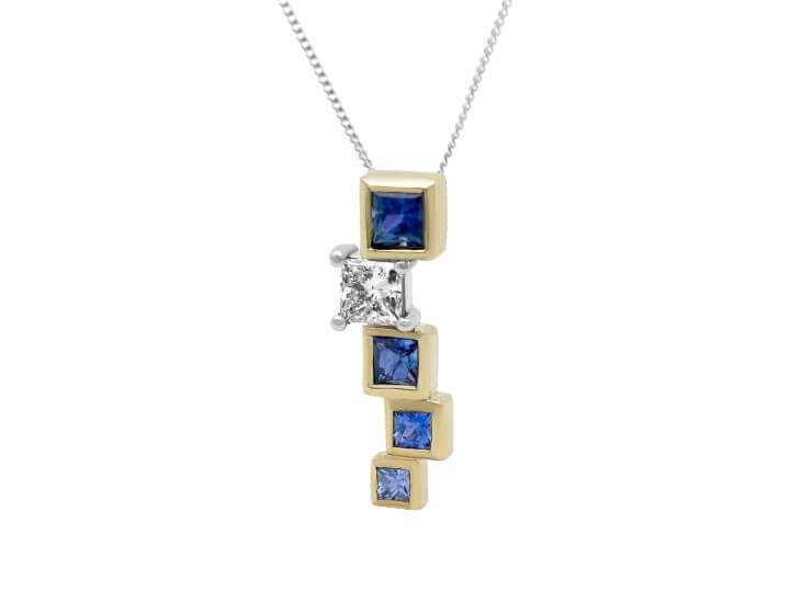 A Drop of Blue Sapphires and Diamond