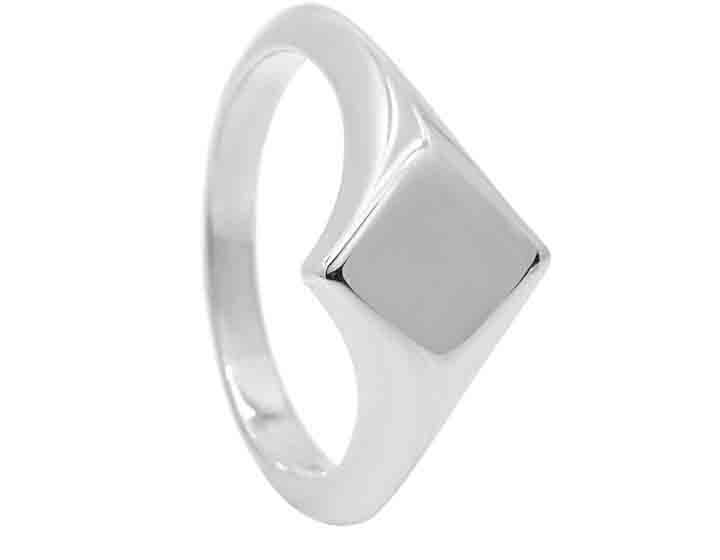 Customisable Sterling Silver Kite Shaped Signet Ring