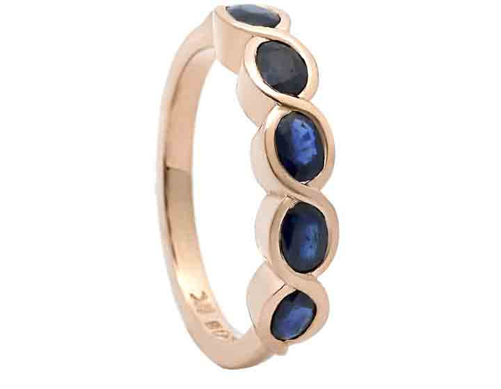 Shelley's Fairtrade 9ct Rose Gold and Sapphire Milestone Ring