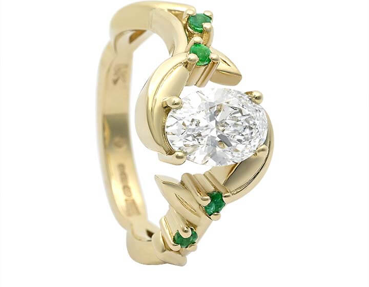 Rifka's Diamond and Emerald Engagement Ring