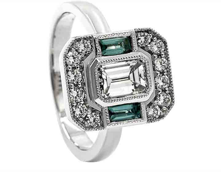 Diamond and Blue Tourmaline Redesigned Engagement Ring