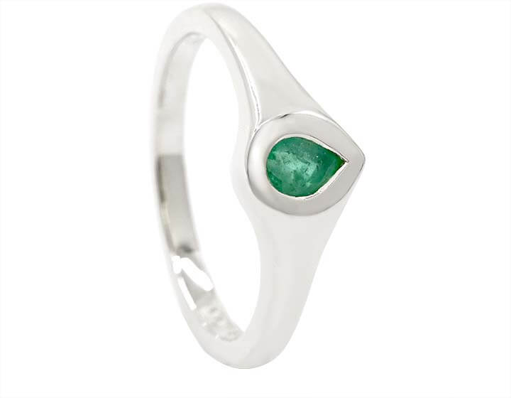 Jo's Pear Cut Emerald Signet Ring