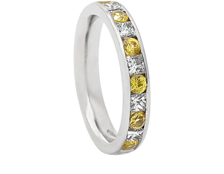 Alternating Yellow Sapphires and Diamonds Eternity Ring