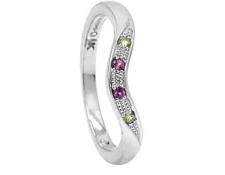 Gemstone Set Waved Wedding Ring for Suzanne