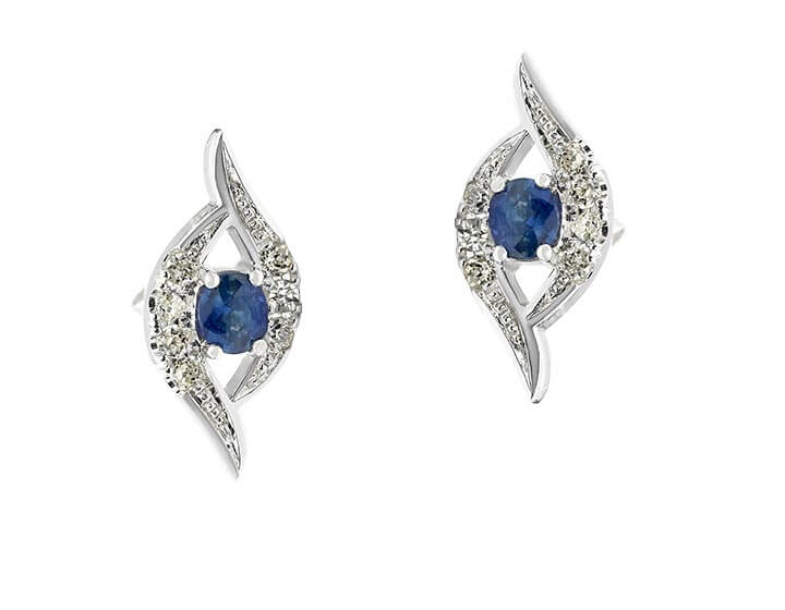 Botanical Inspired Diamond and Sapphire Earrings