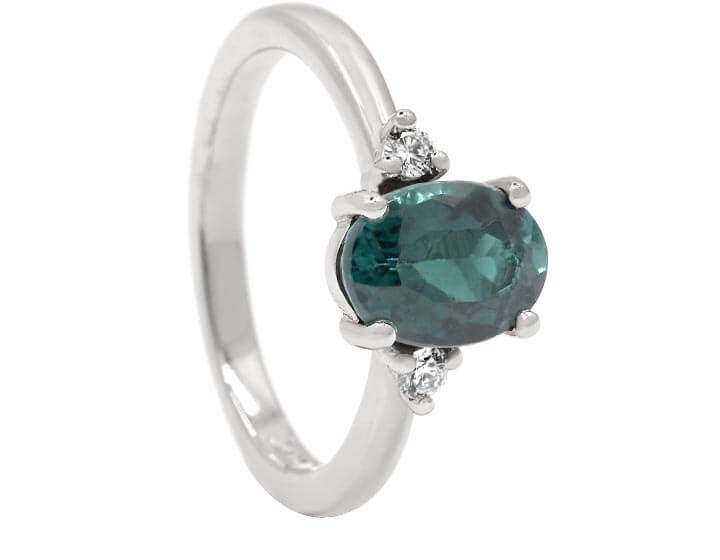 Rachel's Teal Tourmaline and Diamond Ring