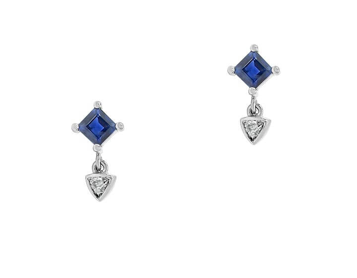 Delicate Diamond and Sapphire Earrings