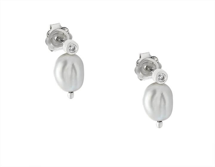 Rosemary's Delicate Pearl and Diamond Earrings