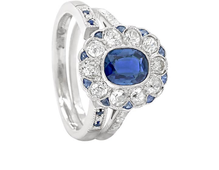 Sapphire and Diamond Open Fitted Wedding Ring