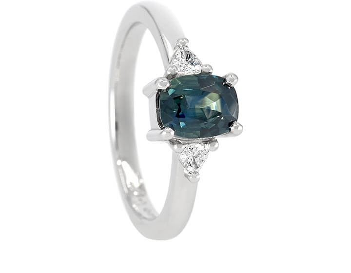 Anna's Teal Sapphire and Diamond Engagement Ring