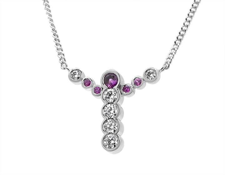 Diamond and Pink Sapphire Pendant