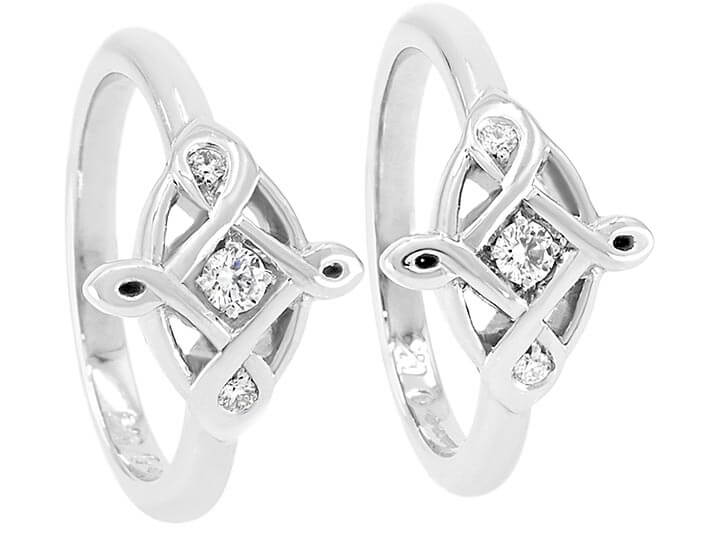 Platinum and Diamond Celtic Inspired Wedding Rings