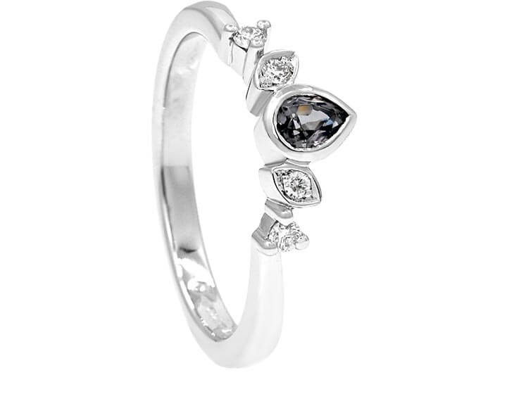 Spinel and Diamond Orchid Inspired Wedding Ring