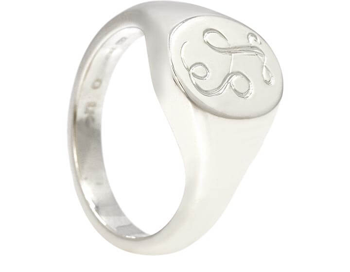 Toby's Initial Signet Ring Using Family White Gold