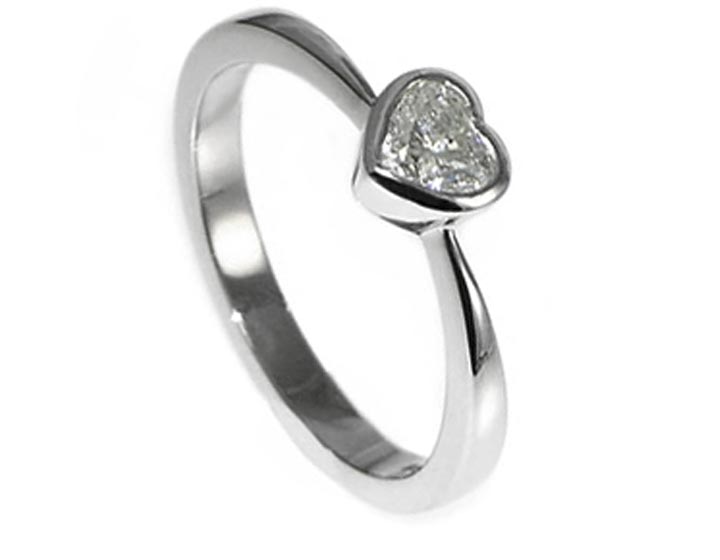 Heart shape diamond and palladium engagement ring