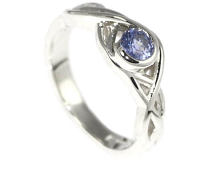 Jo's Fairtrade 9ct white gold and blue sapphire engagement ring