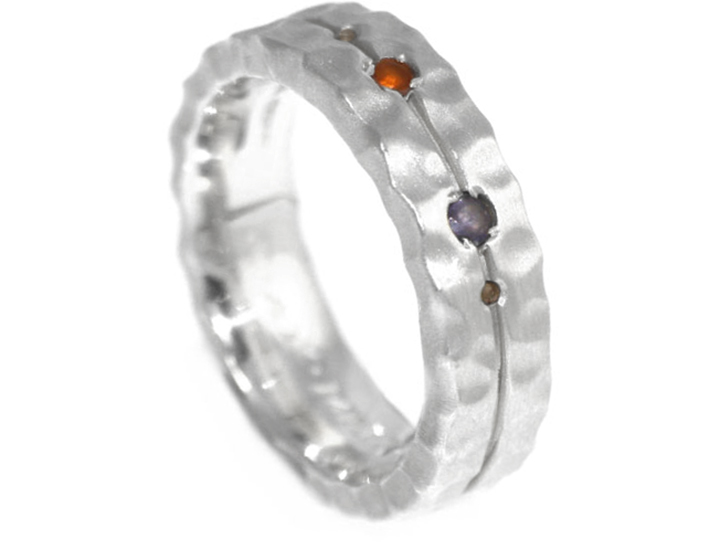 Striking 9ct white gold engagement ring with iolite and citrine