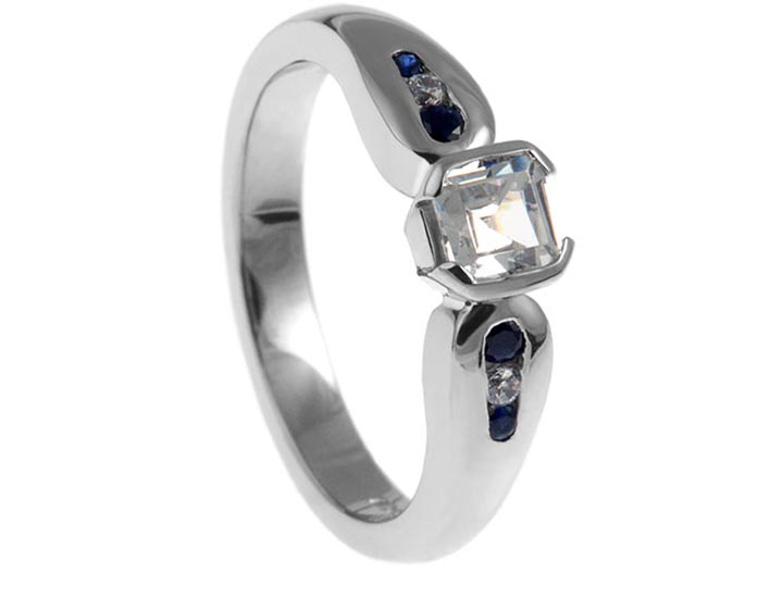 Sandy's beautiful palladium and asscher cut cubic zirconia engagement ring