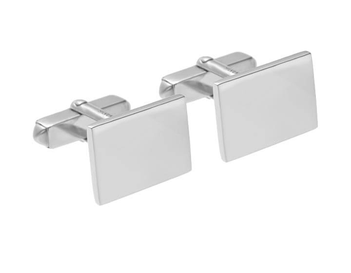 Sterling Silver Rectangular Cufflinks with Hinged Backs