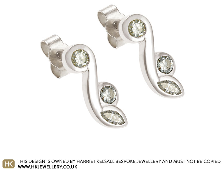 Maria's floral inspired earrings with mixed cut diamonds