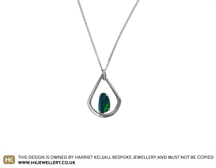 Lucy's Australian Black Opal and Platinum Pendant