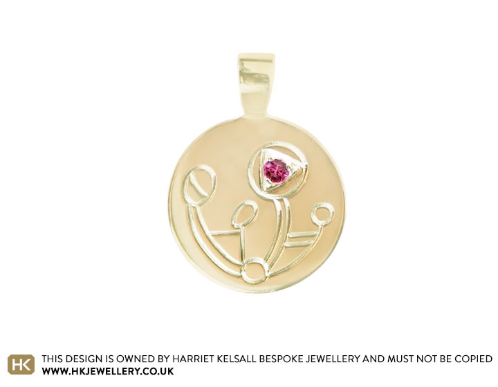 Alexis' Mackintosh inspired pendant with a Malawi ruby