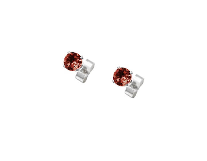 Sterling silver stud earrings with faceted garnets