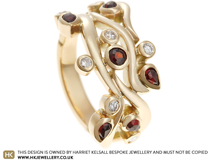 Caroline's garnet and diamond bespoke ring