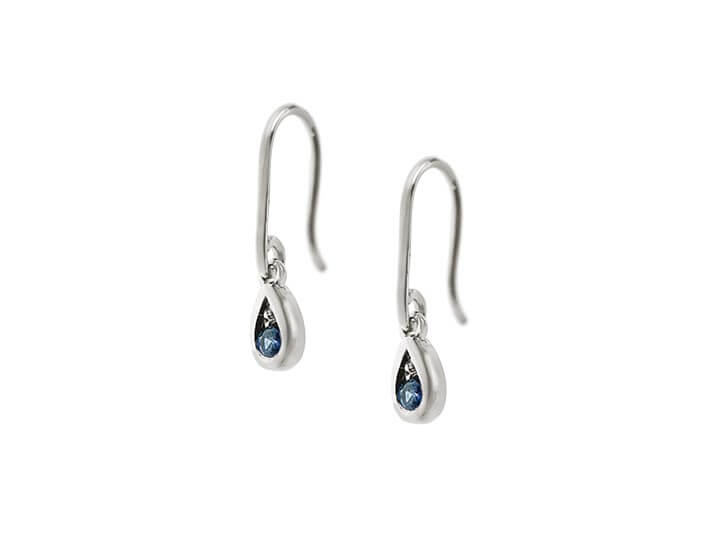 Fairtrade 9ct White Gold and Sapphire Drop Hook Earrings