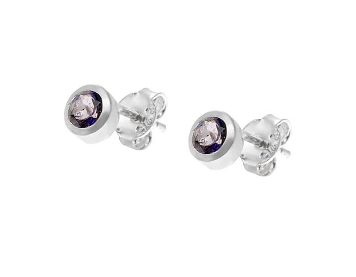 Sterling silver and iolite stud earrings