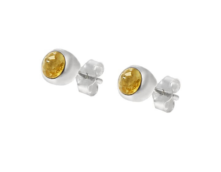 Sterling Silver and Citrine Stud Earrings